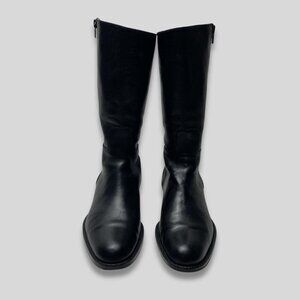 ANDRE ASSOUS Black Leather Mid-Calf Boots Size 38
